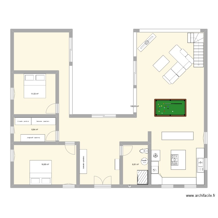 Base. Plan de 5 pièces et 149 m2