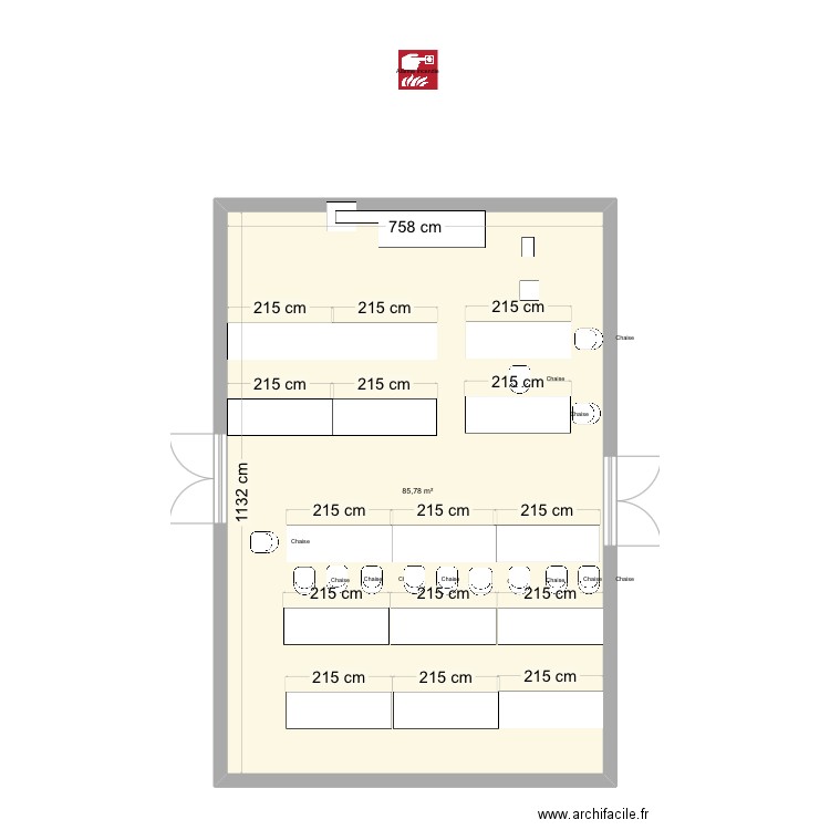 Plan salle château . Plan de 1 pièce et 86 m2