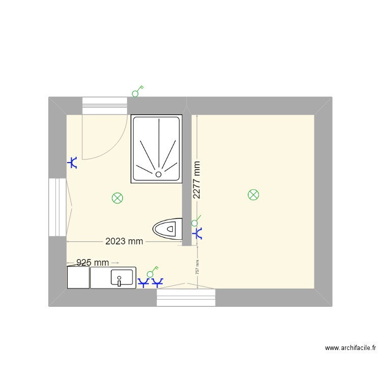 sdb fabienne. Plan de 1 pièce et 13 m2