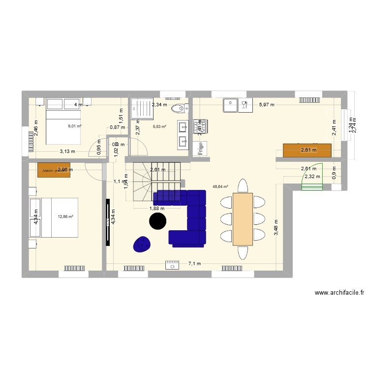 Maison maison. Plan de 4 pièces et 76 m2