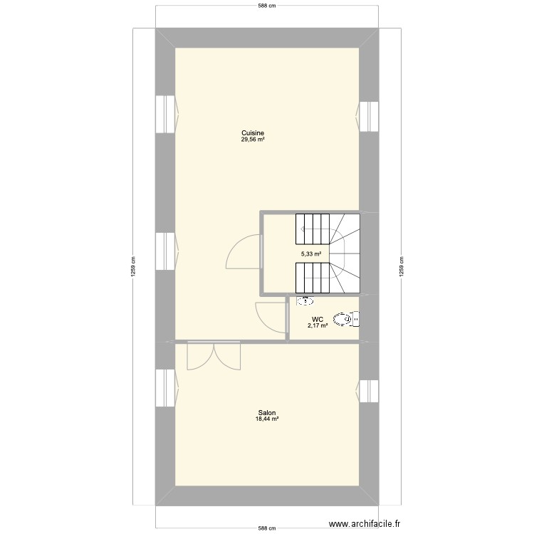 Pironnet R+2. Plan de 4 pièces et 56 m2