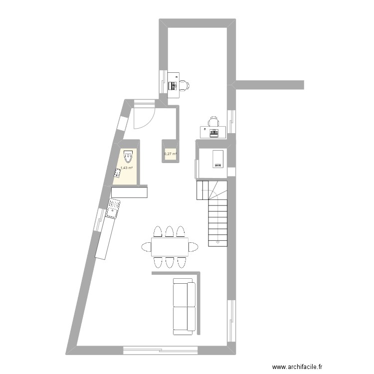 Maison st-cyr. Plan de 2 pièces et 2 m2