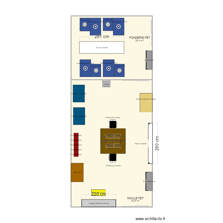 PP - Moule et Fonderie - FET. Plan de 2 pièces et 61 m2