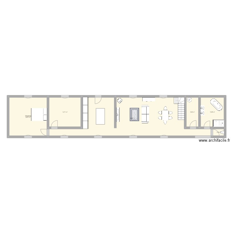 MAISON. Plan de 6 pièces et 122 m2