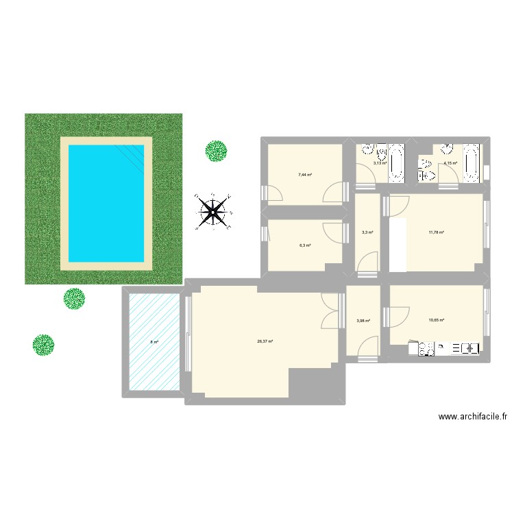 VILA OLIMPICA. Plan de 10 pièces et 85 m2