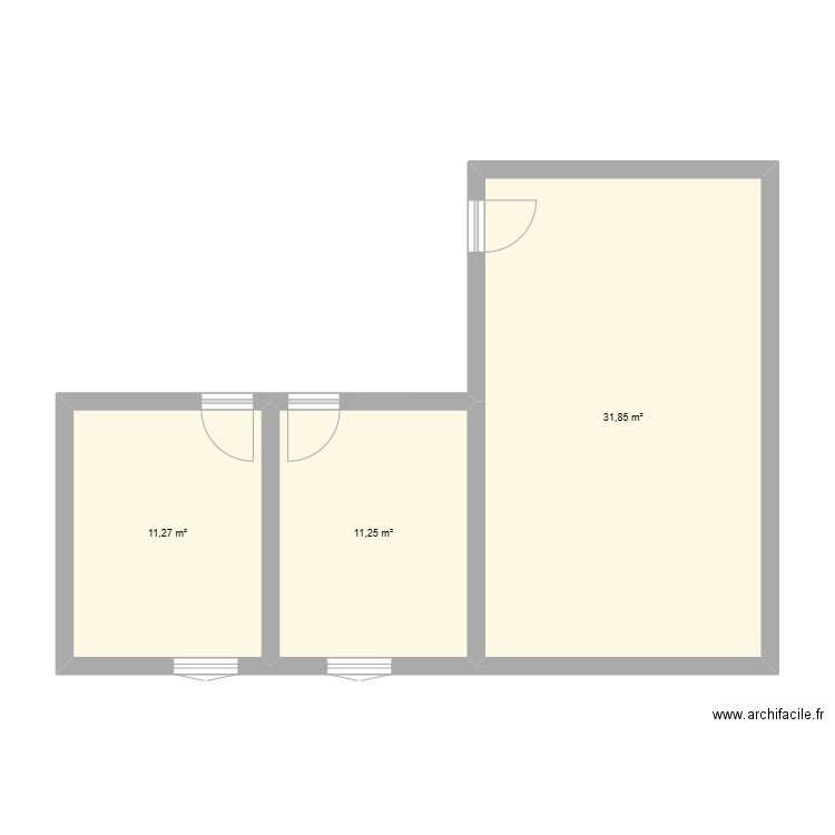 chatou. Plan de 3 pièces et 54 m2