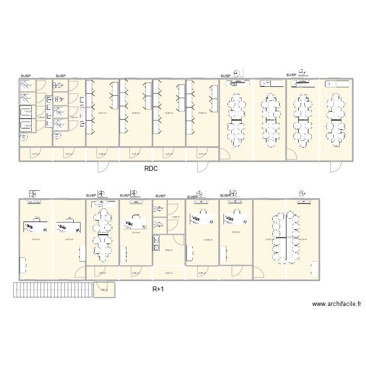 EIFFAGE BIO MOL  TASSIN. Plan de 41 pièces et 283 m2