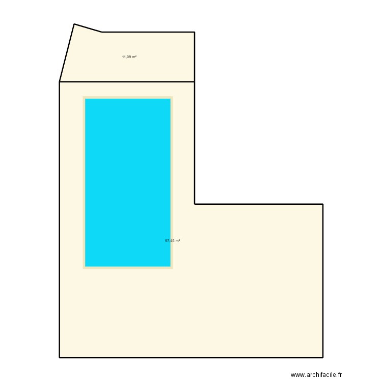 terrasse. Plan de 2 pièces et 109 m2