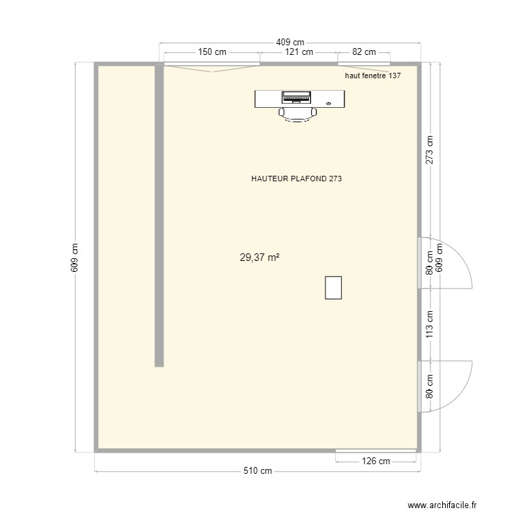 BUREAU. Plan de 1 pièce et 30 m2