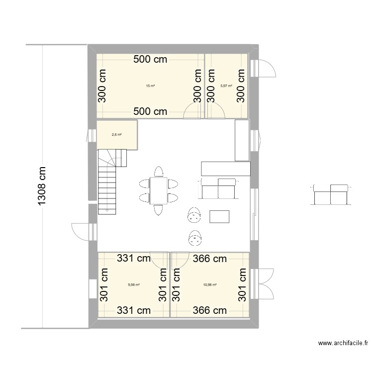 Maison 1. Plan de 5 pièces et 45 m2