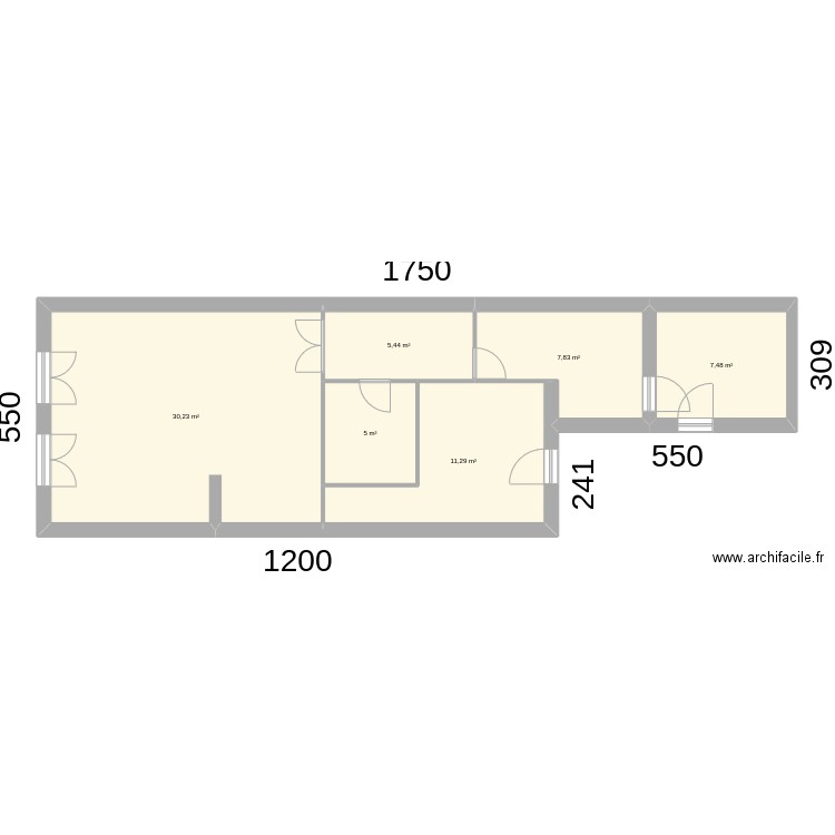 lhay. Plan de 6 pièces et 67 m2