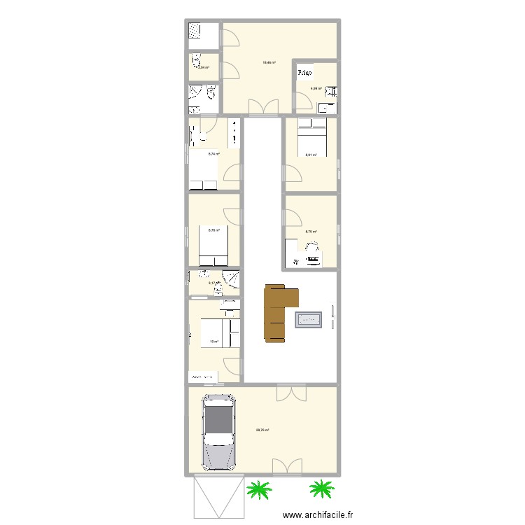 king House. Plan de 10 pièces et 104 m2