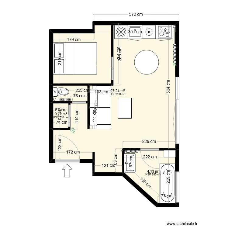 Charenton APS2. Plan de 4 pièces et 33 m2