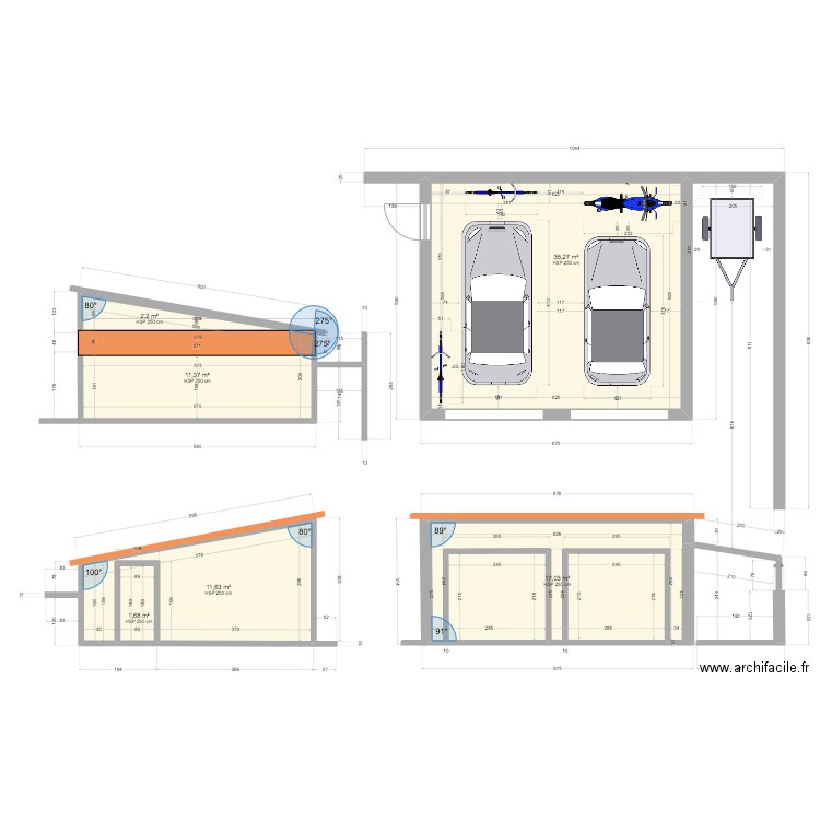 garage Aureville. Plan de 6 pièces et 79 m2