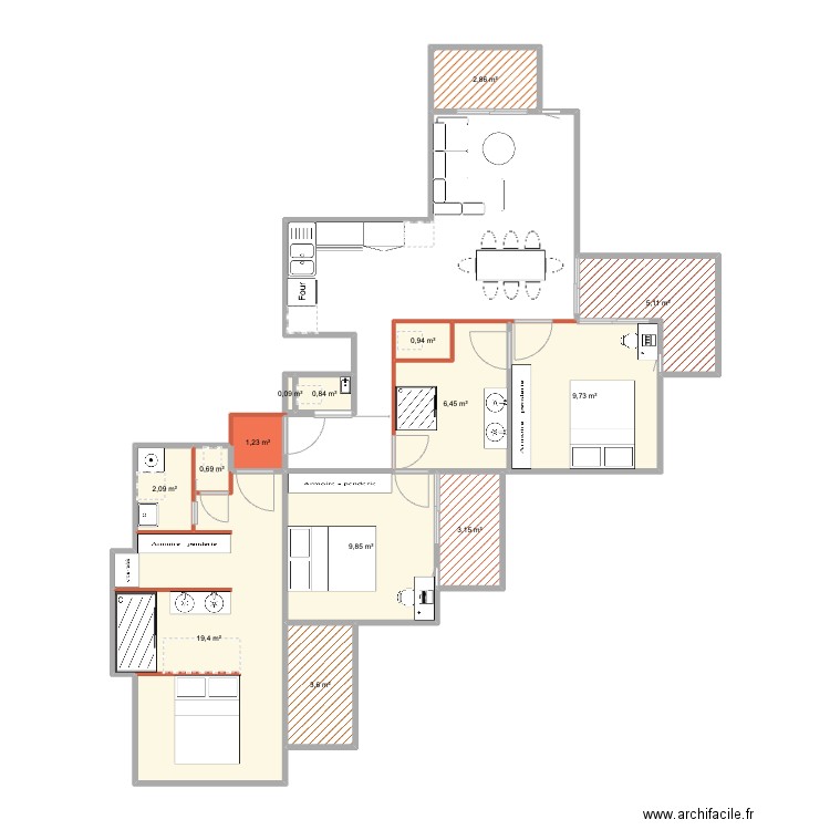 Val D'Isére . Plan de 14 pièces et 66 m2