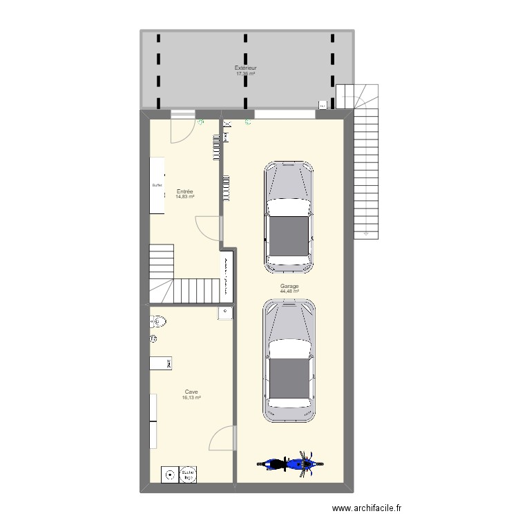 RDC Grillon bis. Plan de 4 pièces et 93 m2