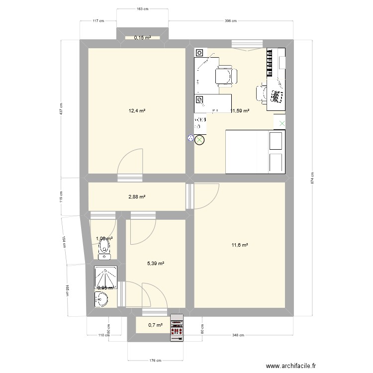 ORDERNER APPT4. Plan de 9 pièces et 47 m2