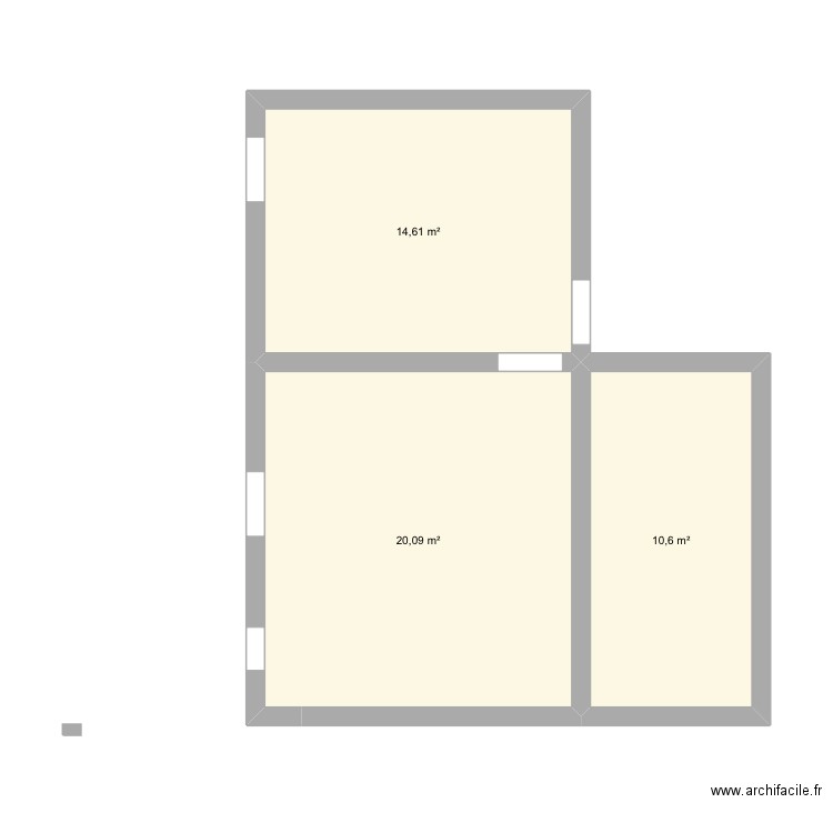 Appart. Plan de 3 pièces et 45 m2