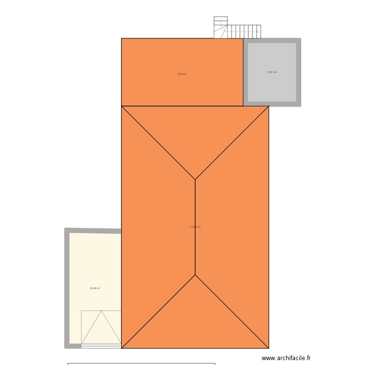 vue de dessus. Plan de 5 pièces et 209 m2