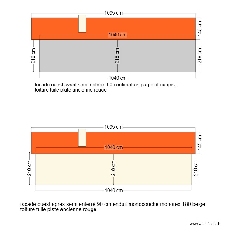 facade ouest avant et apres 10. Plan de 0 pièce et 0 m2