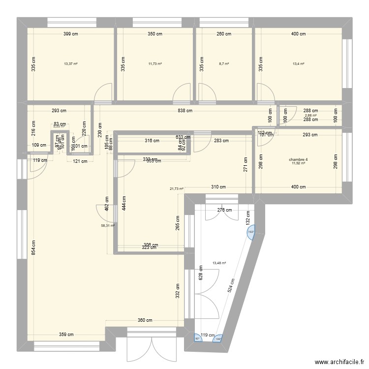 RDC  Sorendal . Plan de 10 pièces et 161 m2