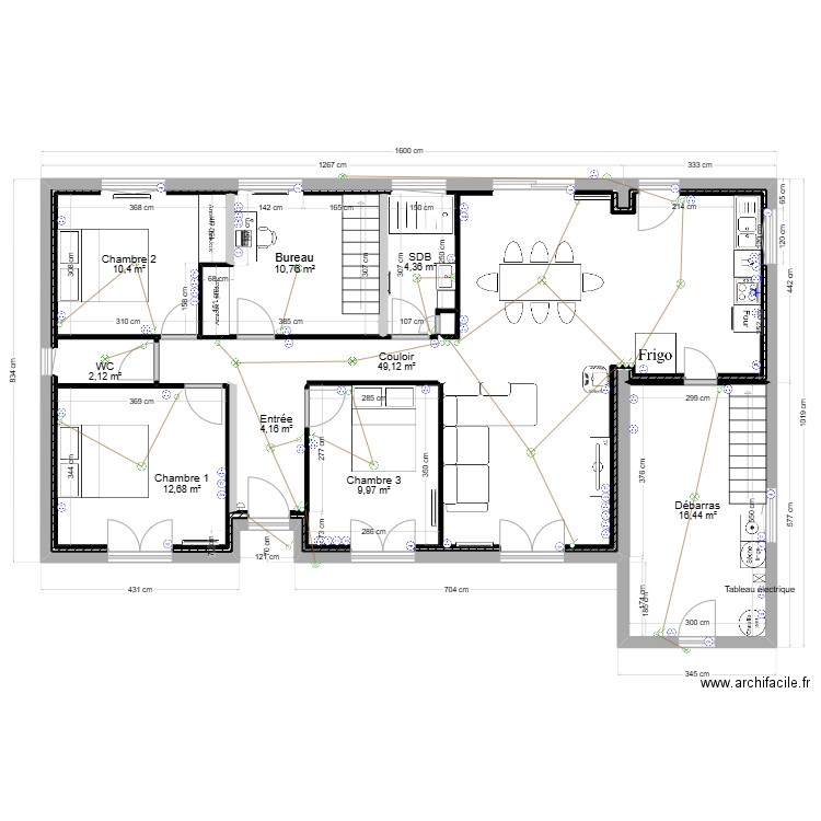 Plan Elodie Projet nouveau. Plan de 9 pièces et 180 m2