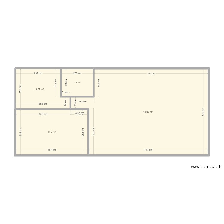 Bellevue. Plan de 4 pièces et 69 m2