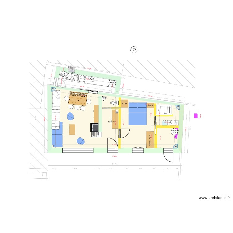 Port-Blanc Plan 3 (échelle OK). Plan de 1 pièce et 51 m2