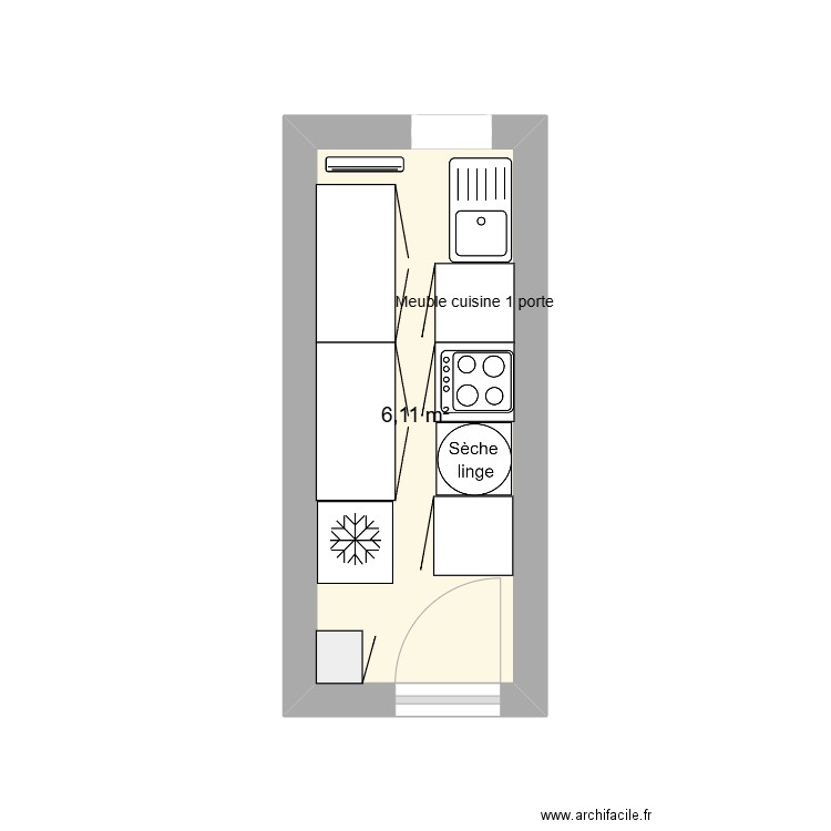 cuisine saint cloud. Plan de 1 pièce et 6 m2