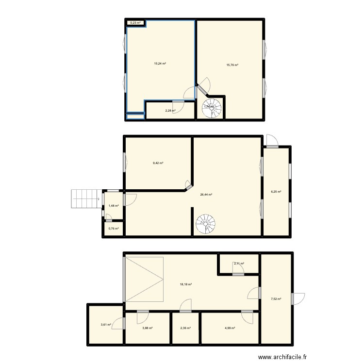 Maison Chatou. Plan de 17 pièces et 122 m2