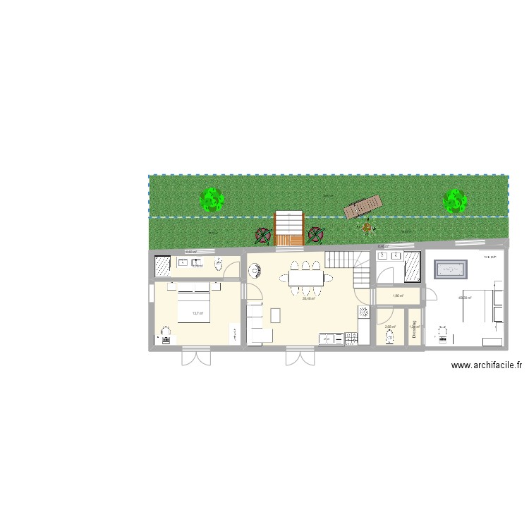 Ecurie 170724. Plan de 9 pièces et 73 m2