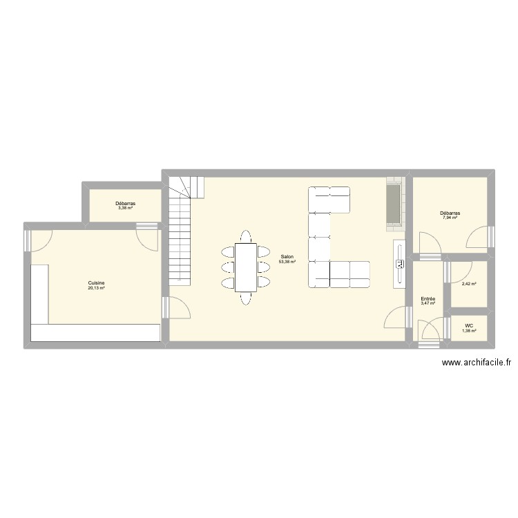 Casteau. Plan de 7 pièces et 92 m2