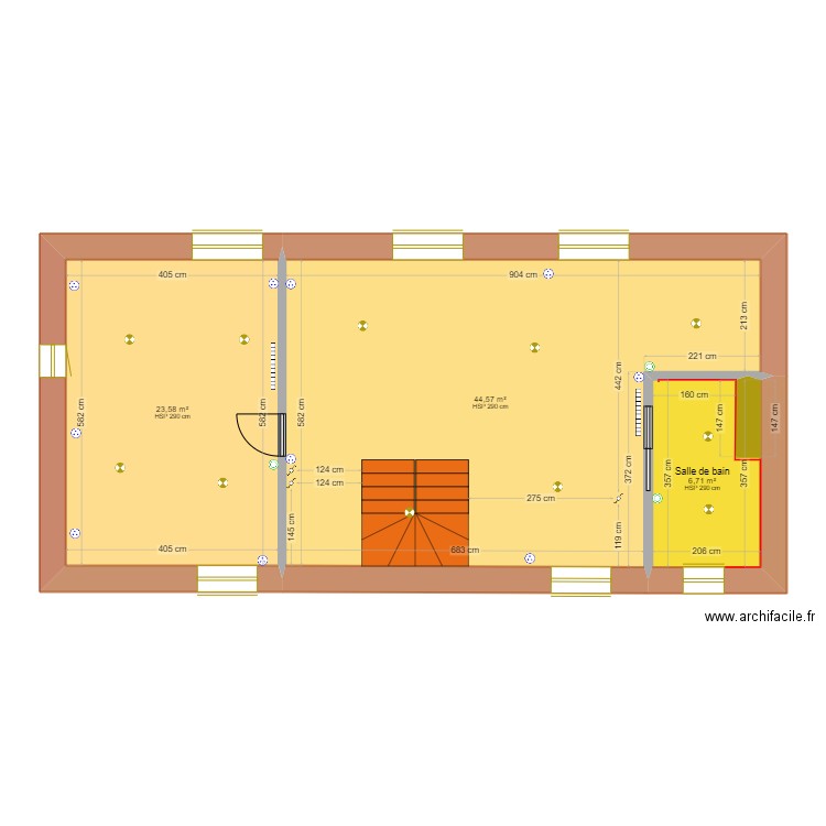 combles 2. Plan de 3 pièces et 75 m2