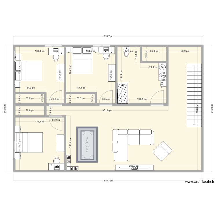 Sous-Sol Maison. Plan de 9 pièces et 105 m2