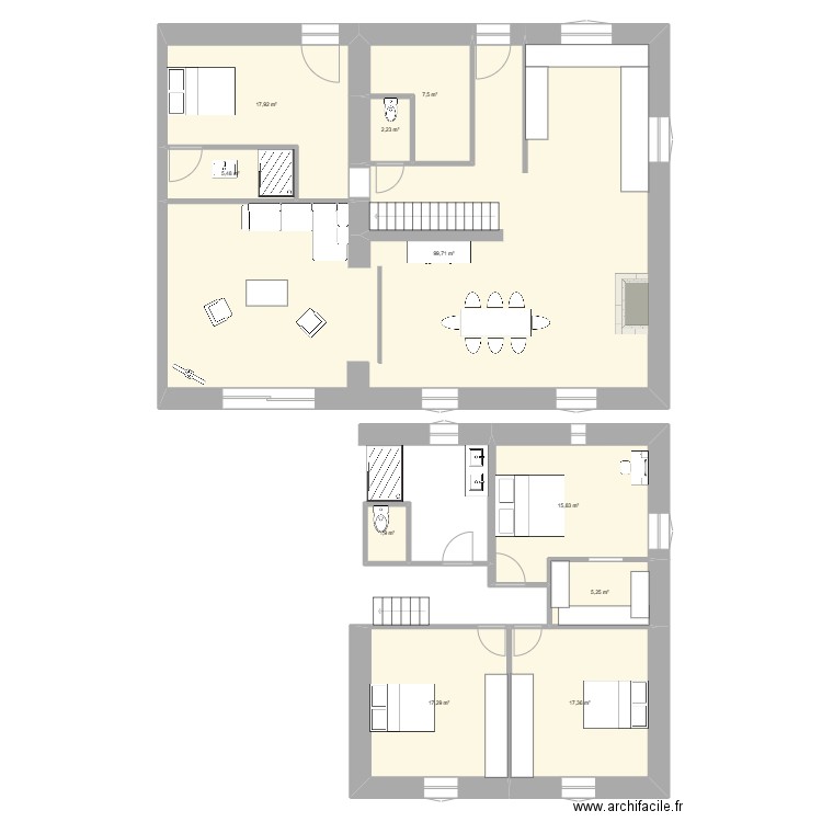 Version2. Plan de 10 pièces et 190 m2