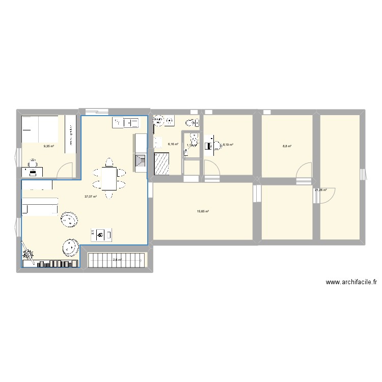 Plan test complet2. Plan de 9 pièces et 110 m2