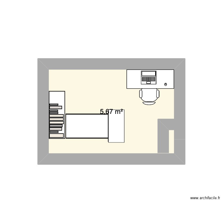 Chambre CB v2. Plan de 1 pièce et 6 m2