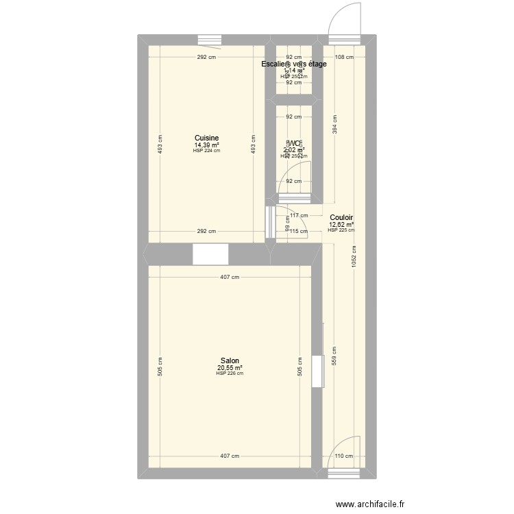 PLAN TARALL. Plan de 5 pièces et 51 m2