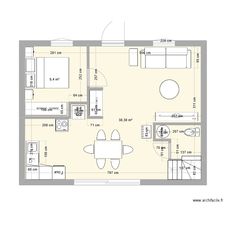 Maison2. Plan de 2 pièces et 47 m2