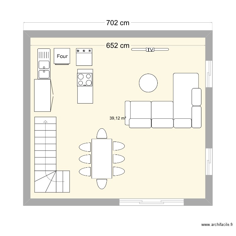 fara plan. Plan de 1 pièce et 39 m2