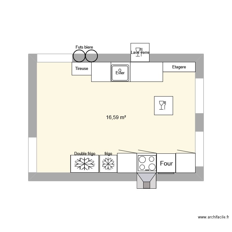 CUISINE. Plan de 1 pièce et 17 m2