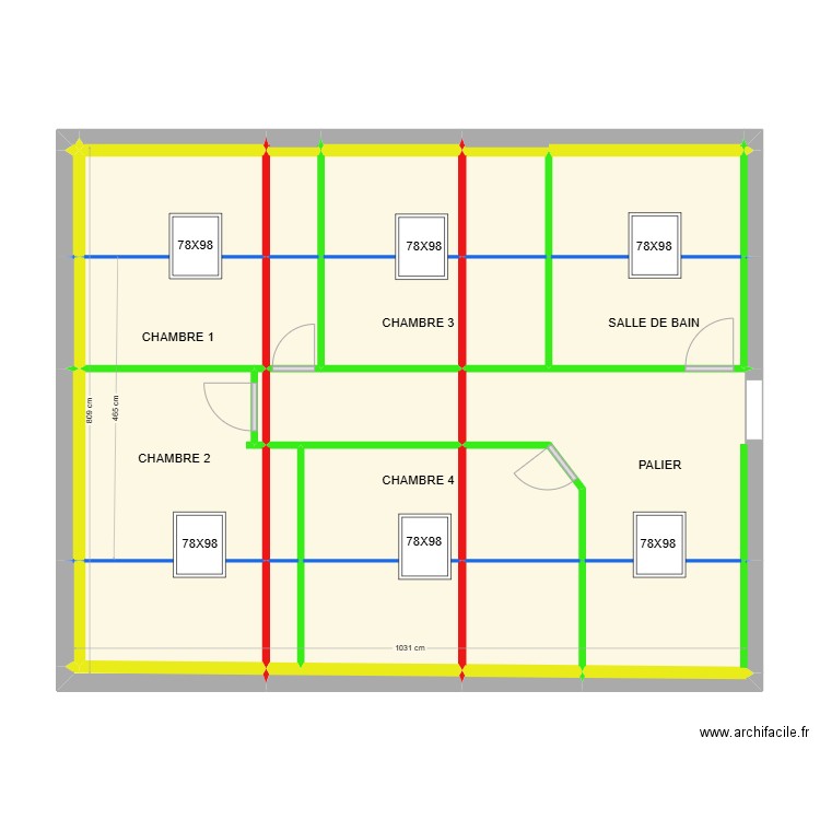 MAURY. Plan de 38 pièces et 75 m2