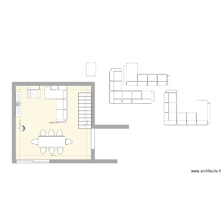 Test salon 2. Plan de 1 pièce et 30 m2