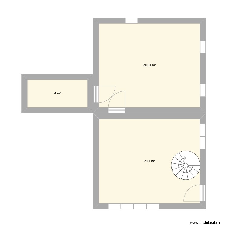 creche. Plan de 3 pièces et 44 m2