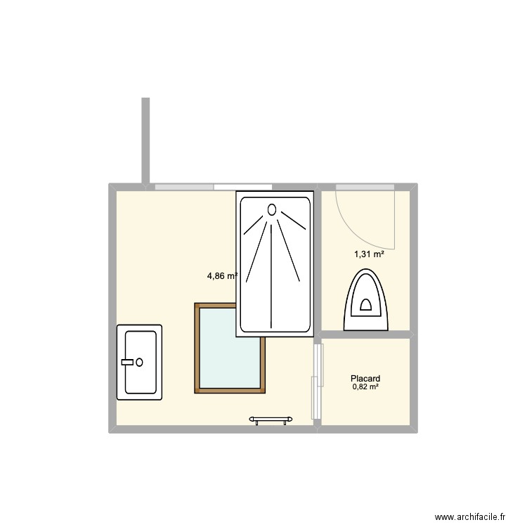 SDB Mélanie Projet Test. Plan de 3 pièces et 7 m2