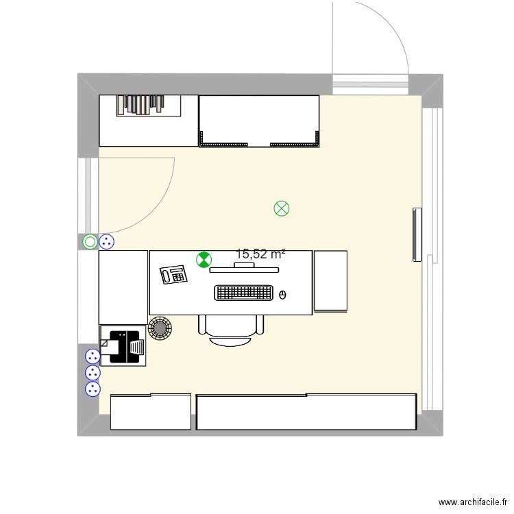 bureau Magalie. Plan de 1 pièce et 16 m2