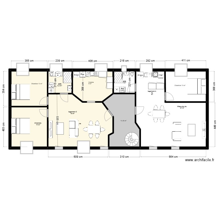 pontivy R+1. Plan de 8 pièces et 147 m2