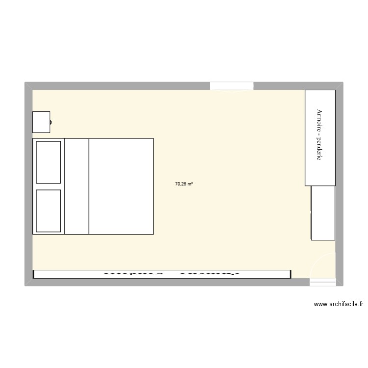 Chambre Kelly. Plan de 1 pièce et 70 m2