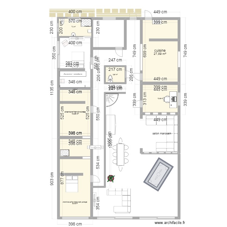 Agadir2. Plan de 6 pièces et 88 m2