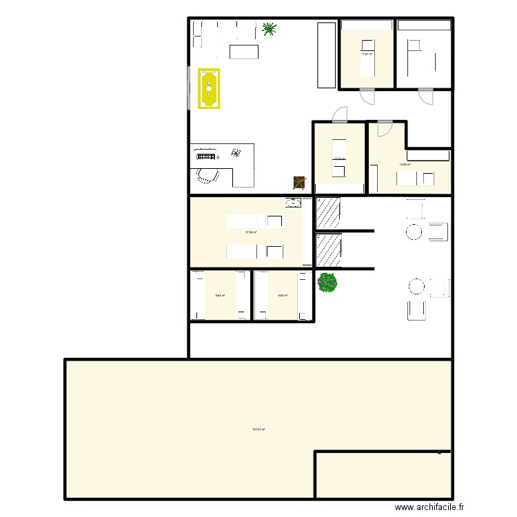 rénovation spa Vatel. Plan de 7 pièces et 252 m2